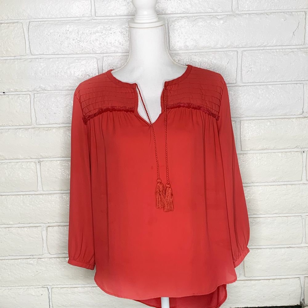 LOFT 3/4 sleeve red Blouse. Medium.